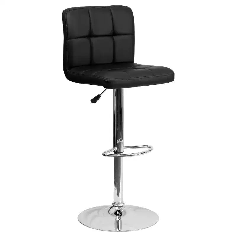 Tabouret de bar contemporain Flash Furniture en vinyle matelassé, hauteur réglable, avec piètement chromé