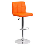 Tabouret de bar contemporain Flash Furniture en vinyle matelassé, hauteur réglable, avec piètement chromé