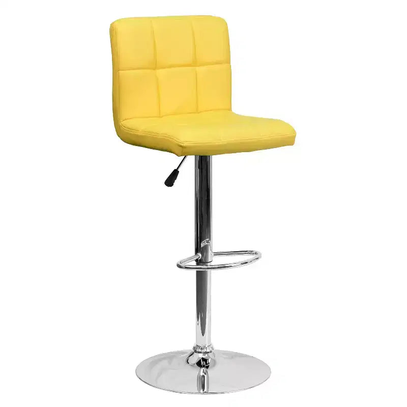 Tabouret de bar contemporain Flash Furniture en vinyle matelassé, hauteur réglable, avec piètement chromé