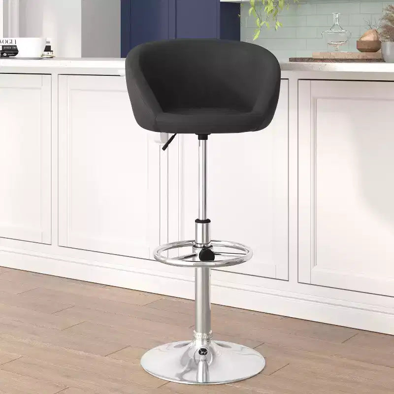Tabouret de bar contemporain Flash Furniture réglable en hauteur avec dossier incurvé et base chromée