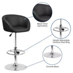 Tabouret de bar contemporain Flash Furniture réglable en hauteur avec dossier incurvé et base chromée