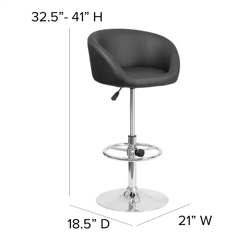 Tabouret de bar contemporain Flash Furniture réglable en hauteur avec dossier incurvé et base chromée