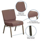 Chaise d'église HERCULES Series 53 cm (21'') avec porte-livre Flash Furniture