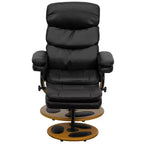 Flash Furniture Fauteuil inclinable multiposition contemporain et ottoman avec piètement en bois en LeatherSoft noir