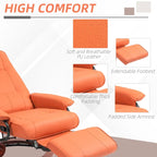Fauteuil inclinable manuel pivotant en similicuir HomCom avec repose-pieds confortable et relaxant