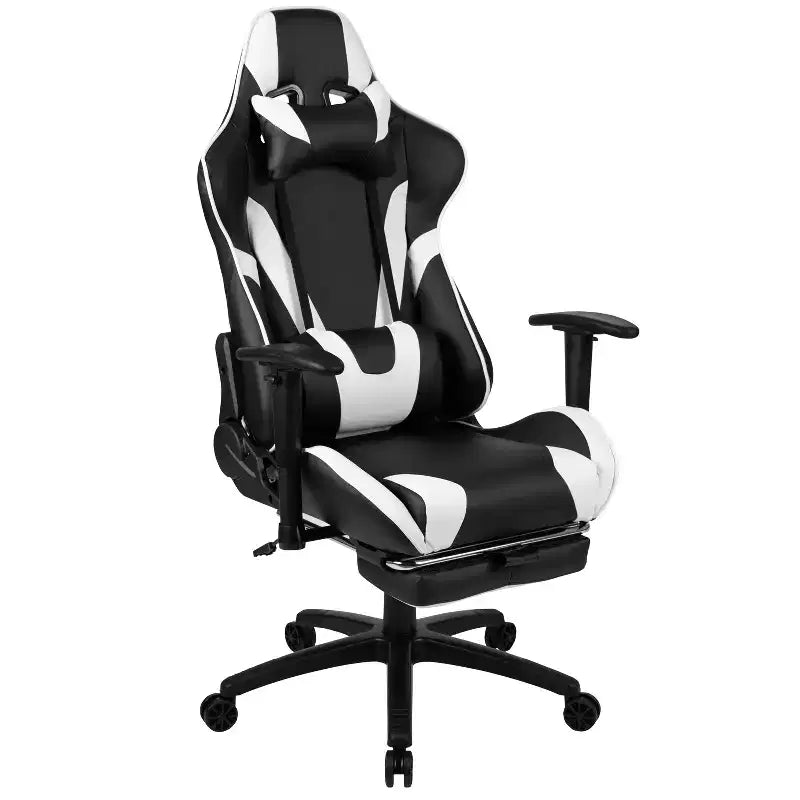 Ensemble bureau Emma et Oliver - Bureau gaming, porte-gobelet, support casque et fauteuil inclinable