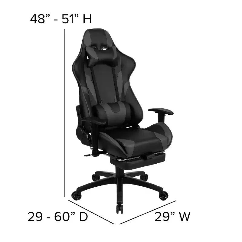 Ensemble bureau Emma et Oliver - Bureau gaming, porte-gobelet, support casque et fauteuil inclinable