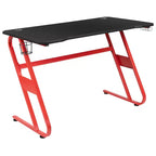 Ensemble bureau Emma et Oliver - Bureau gaming, porte-gobelet, support casque et fauteuil inclinable