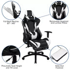 Ensemble bureau Emma et Oliver - Bureau gaming, porte-gobelet, support casque et fauteuil inclinable