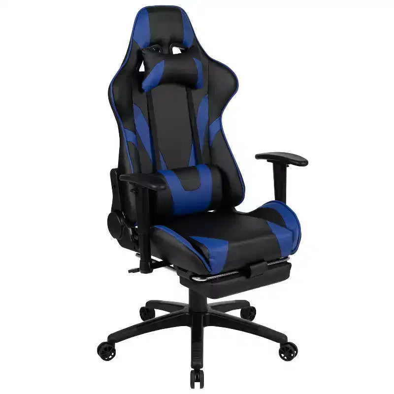 Ensemble bureau Emma et Oliver - Bureau gaming, porte-gobelet, support casque et fauteuil inclinable