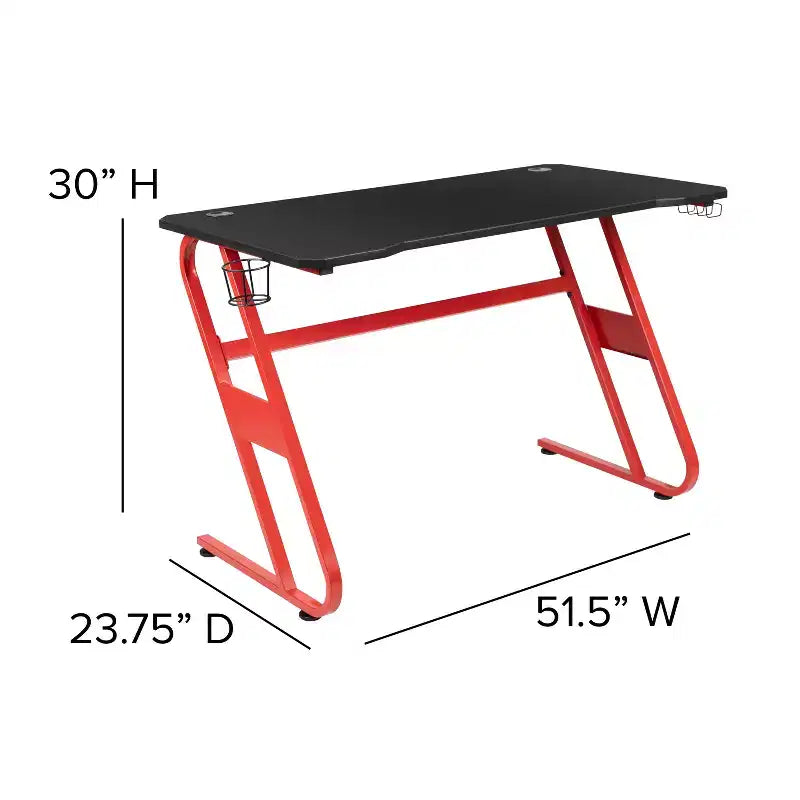 Ensemble bureau Emma et Oliver - Bureau gaming, porte-gobelet, support casque et fauteuil inclinable