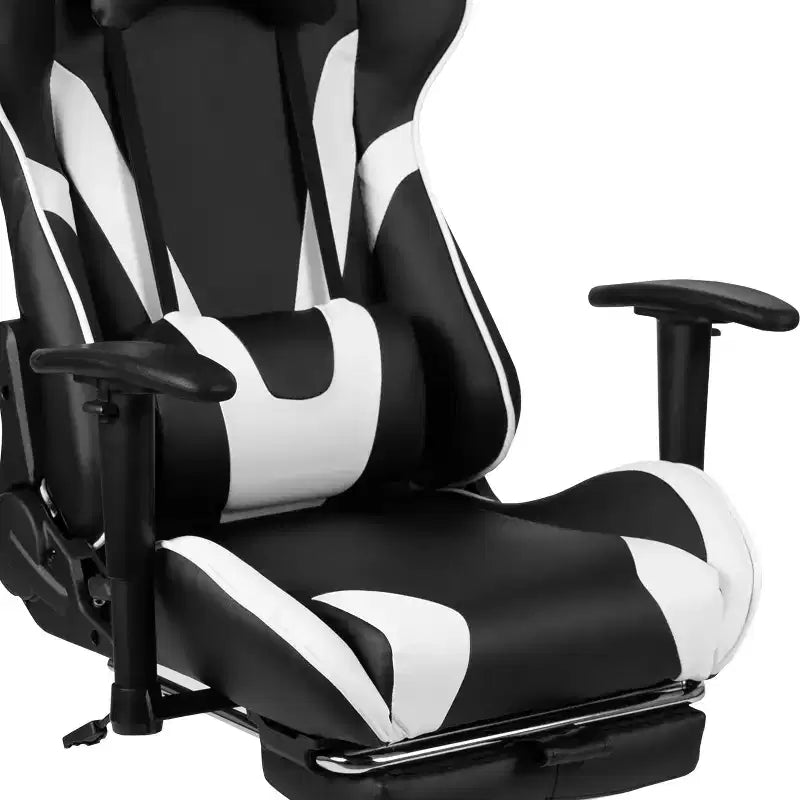 Ensemble bureau Emma et Oliver - Bureau gaming, porte-gobelet, support casque et fauteuil inclinable