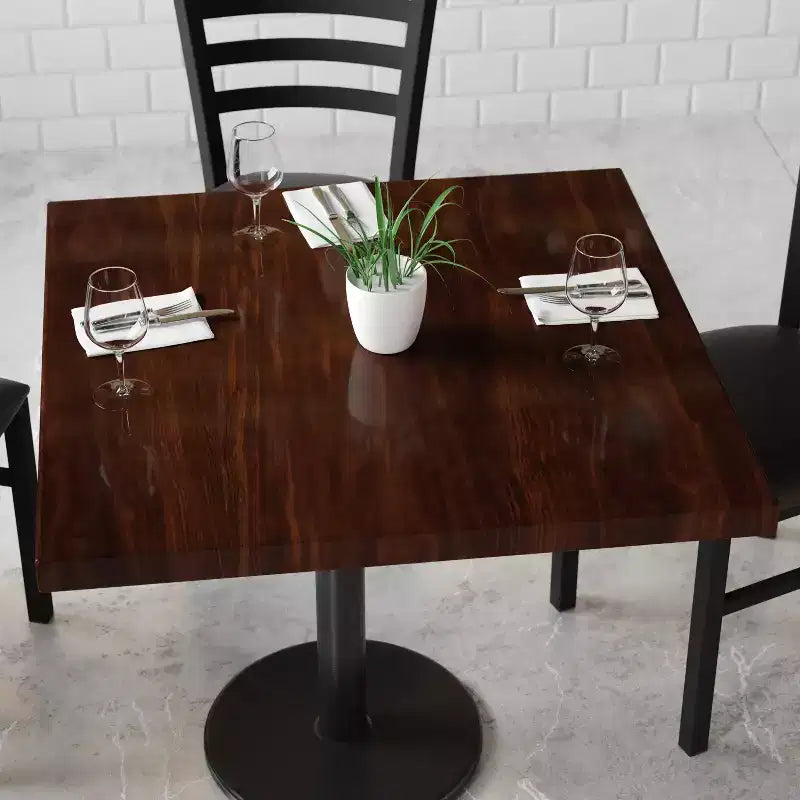 Dessus de table en résine haute brillance Emma et Oliver 36 po carré avec rebord épais de 2 po