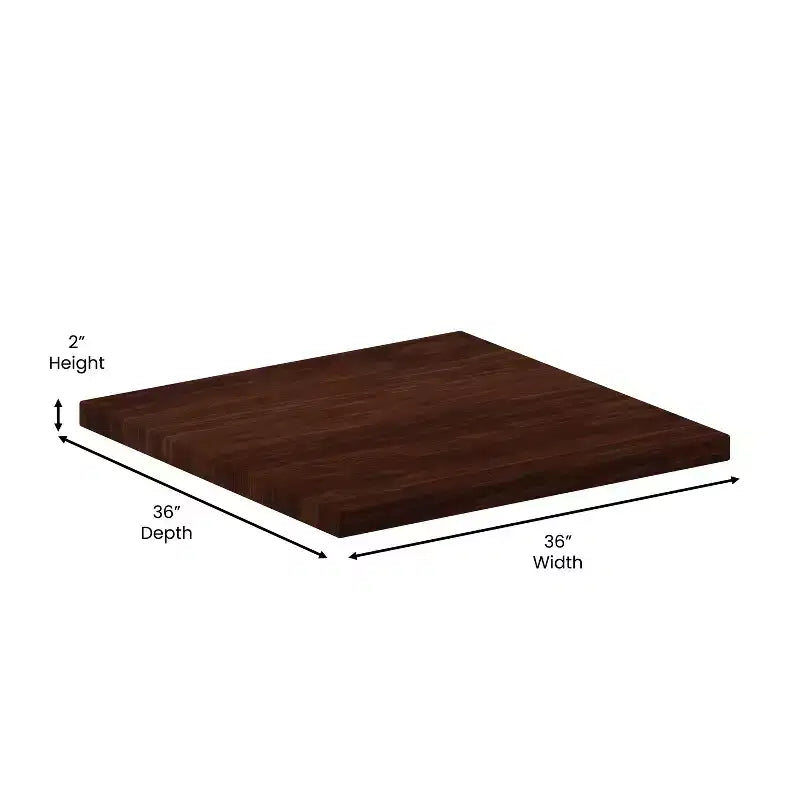 Dessus de table en résine haute brillance Emma et Oliver 36 po carré avec rebord épais de 2 po