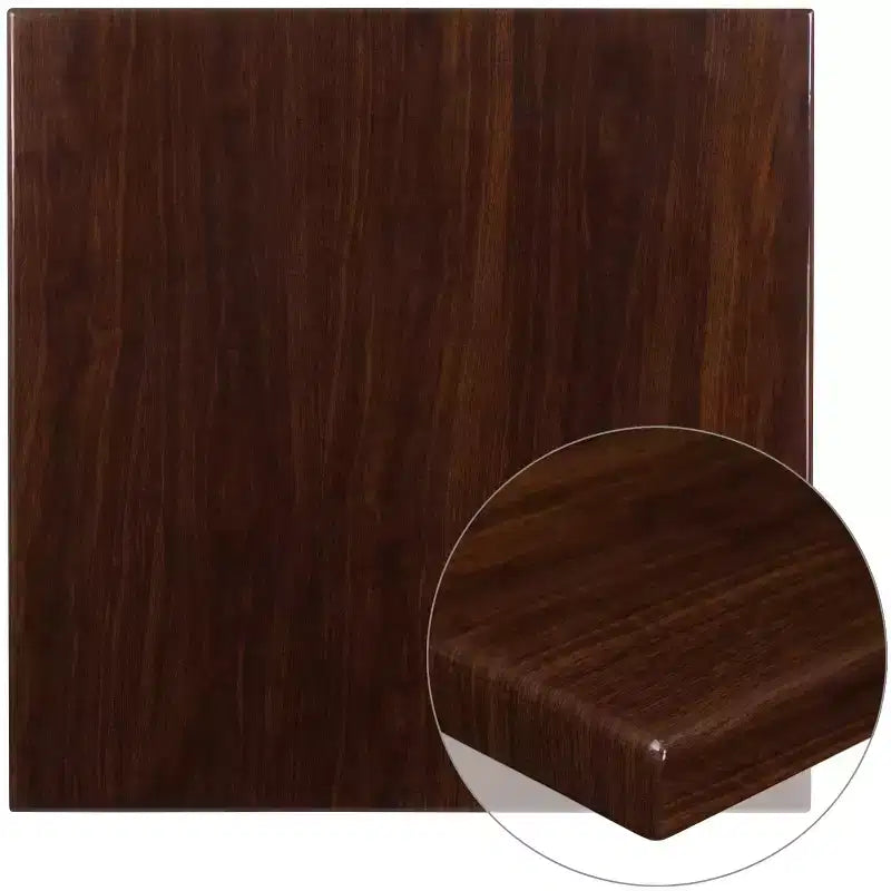 Emma and Oliver 36 Square High-Gloss Resin Table Top with 2 Thick Drop-Lip