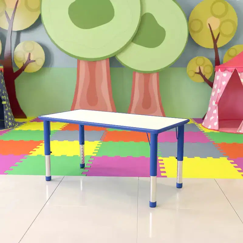 Table d'activités rectangulaire en plastique Emma et Oliver de 23,625"L x 47,25"P, réglable en hauteur