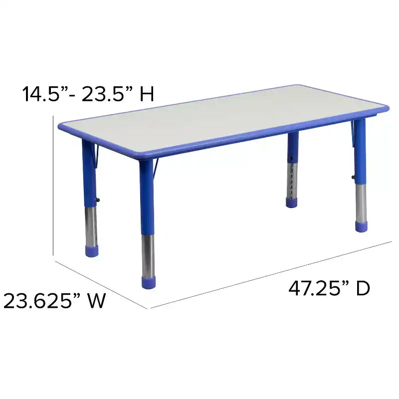 Table d'activités rectangulaire en plastique Emma et Oliver de 23,625"L x 47,25"P, réglable en hauteur