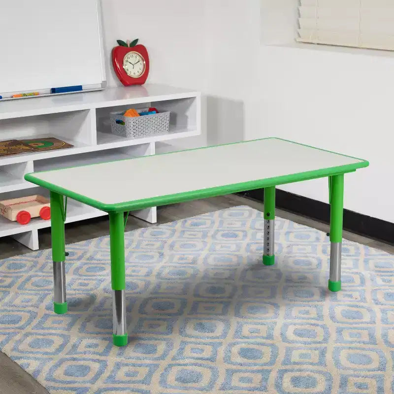 Table d'activités rectangulaire en plastique Emma et Oliver de 23,625"L x 47,25"P, réglable en hauteur