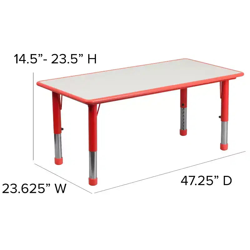 Table d'activités rectangulaire en plastique Emma et Oliver de 23,625"L x 47,25"P, réglable en hauteur