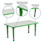 Table d'activités rectangulaire en plastique Emma et Oliver de 23,625"L x 47,25"P, réglable en hauteur