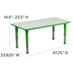 Table d'activités rectangulaire en plastique Emma et Oliver de 23,625"L x 47,25"P, réglable en hauteur