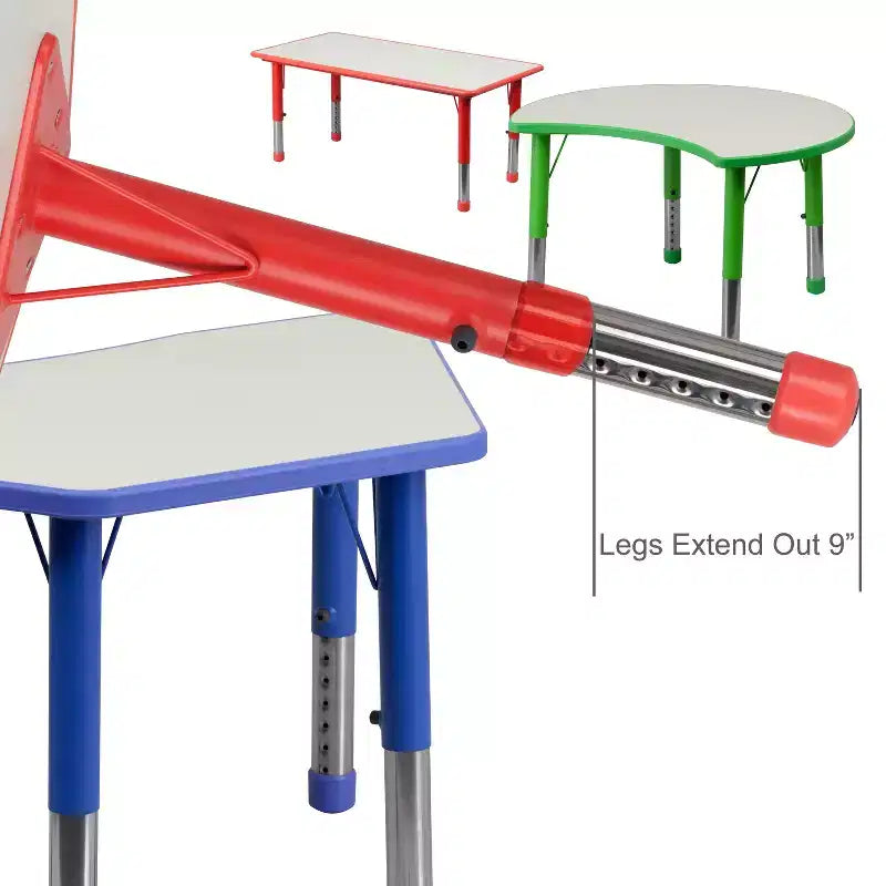 Table d'activités rectangulaire en plastique Emma et Oliver de 23,625"L x 47,25"P, réglable en hauteur