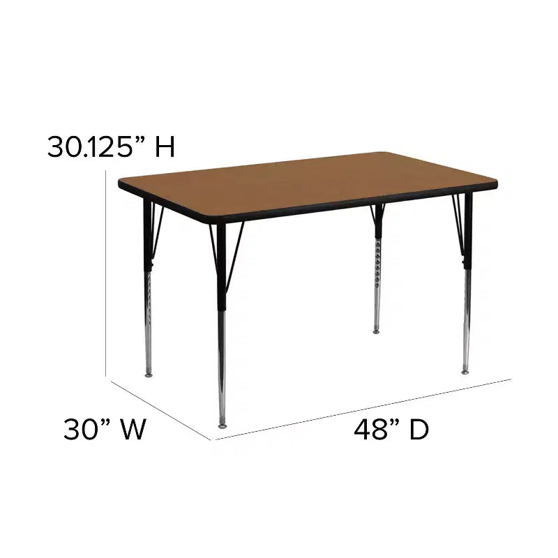 Table d'activités réglable rectangulaire Emma et Oliver 30x48 en stratifié