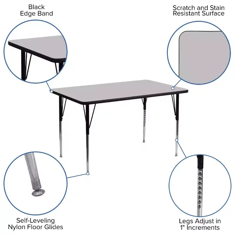 Table d'activités réglable rectangulaire Emma et Oliver 30x48 en stratifié
