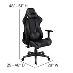 Chaise de jeu ergonomique Emma et Oliver Racing avec dossier entièrement inclinable en cuir synthétique rouge