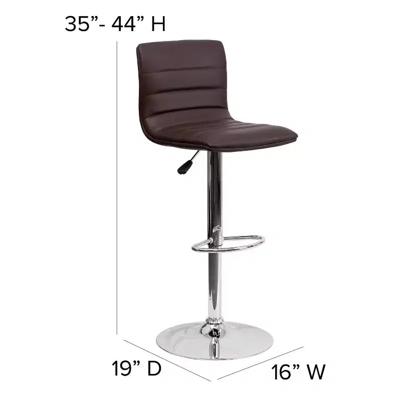 Tabouret moderne Emma et Oliver Coti, capitonné, à hauteur réglable, dossier mi-hauteur et base sur pied avec repose-pieds