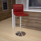 Tabouret moderne Emma et Oliver Coti, capitonné, à hauteur réglable, dossier mi-hauteur et base sur pied avec repose-pieds