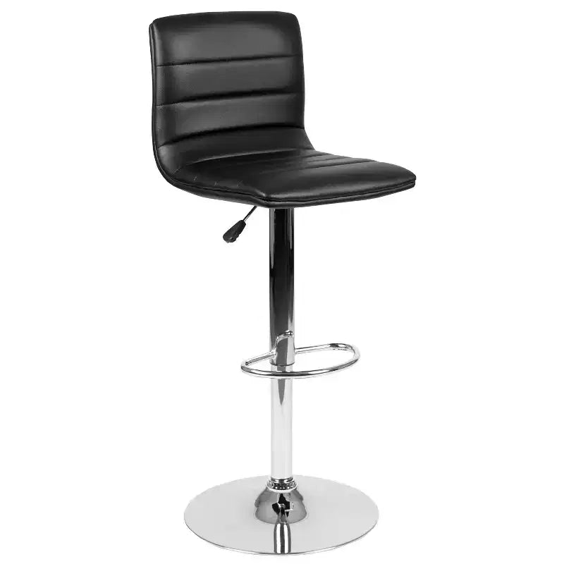 Tabouret moderne Emma et Oliver Coti, capitonné, à hauteur réglable, dossier mi-hauteur et base sur pied avec repose-pieds