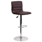 Tabouret moderne Emma et Oliver Coti, capitonné, à hauteur réglable, dossier mi-hauteur et base sur pied avec repose-pieds