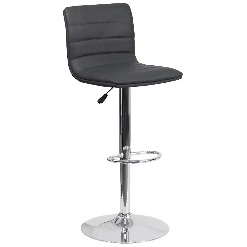 Tabouret moderne Emma et Oliver Coti, capitonné, à hauteur réglable, dossier mi-hauteur et base sur pied avec repose-pieds