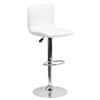 Tabouret moderne Emma et Oliver Coti, capitonné, à hauteur réglable, dossier mi-hauteur et base sur pied avec repose-pieds
