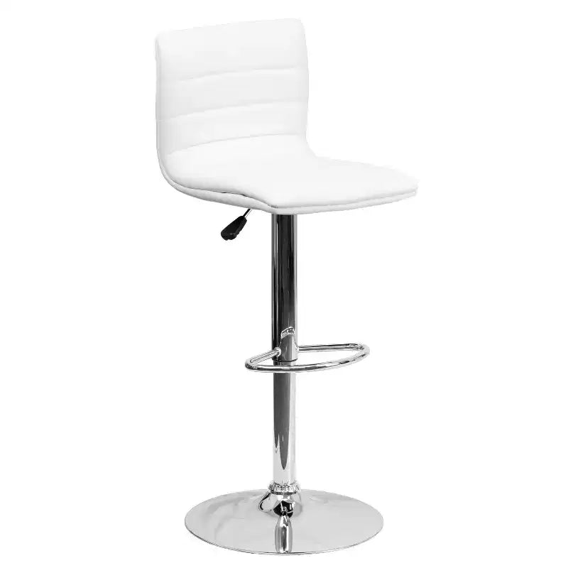 Tabouret moderne Emma et Oliver Coti, capitonné, à hauteur réglable, dossier mi-hauteur et base sur pied avec repose-pieds