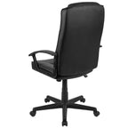Fauteuil de bureau pivotant Emma et Oliver en cuir régénéré noir avec accoudoirs - Chaise de bureau