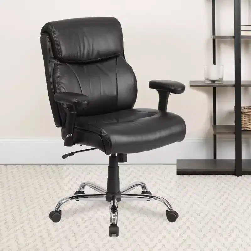 Emma and Oliver Chaise de bureau ergonomique pivotante mi-dossier, grande et haute, avec surpiqûres épurées, capacité de 400 lb