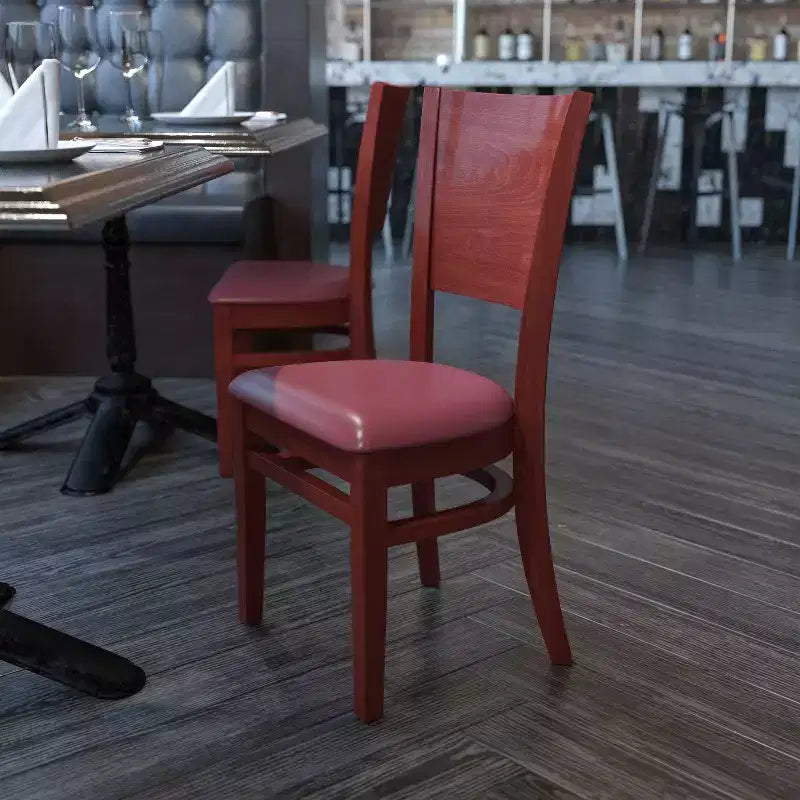 Chaise de restaurant en bois à dossier plein Emma et Oliver