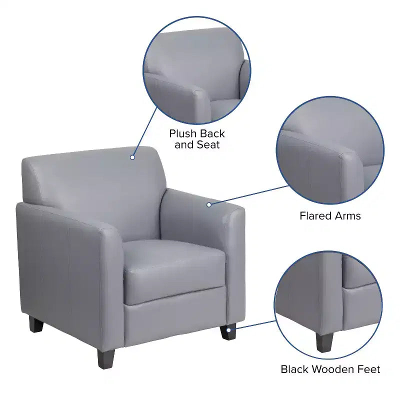 Fauteuil en cuir Emma et Oliver avec cadre surpiqué aux lignes épurées