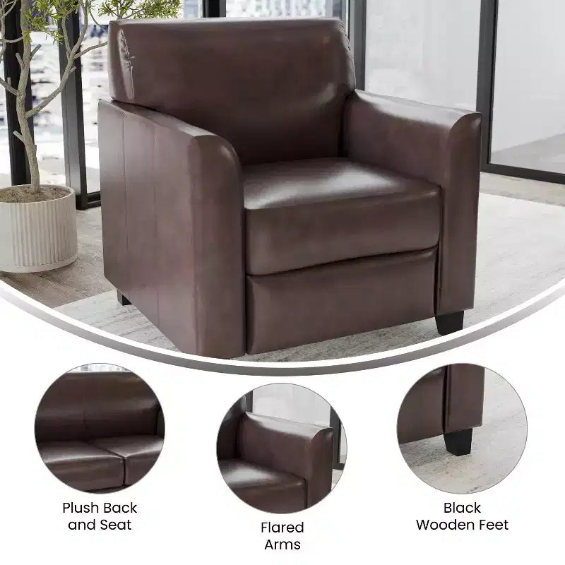 Fauteuil en cuir Emma et Oliver avec cadre surpiqué aux lignes épurées