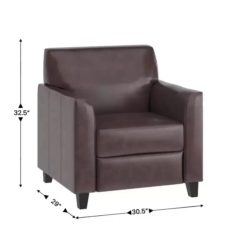 Fauteuil en cuir Emma et Oliver avec cadre surpiqué aux lignes épurées