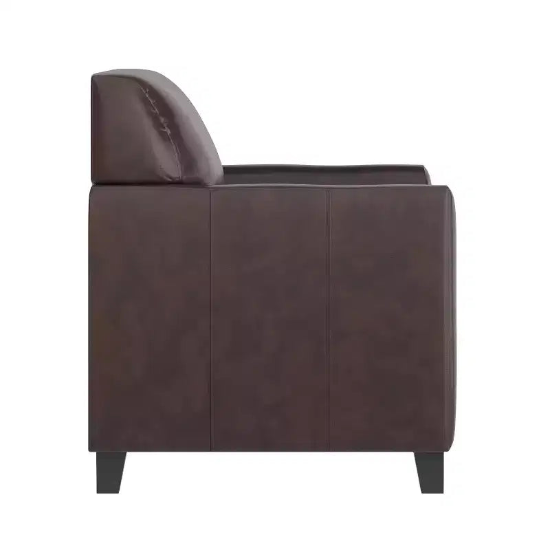 Fauteuil en cuir Emma et Oliver avec cadre surpiqué aux lignes épurées