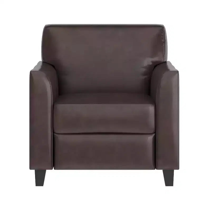 Fauteuil en cuir Emma et Oliver avec cadre surpiqué aux lignes épurées
