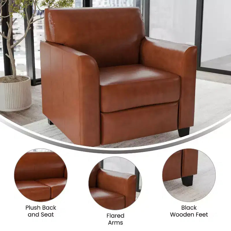 Fauteuil en cuir Emma et Oliver avec cadre surpiqué aux lignes épurées
