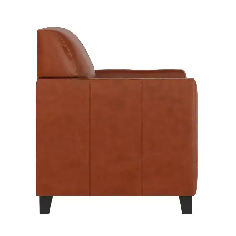Fauteuil en cuir Emma et Oliver avec cadre surpiqué aux lignes épurées