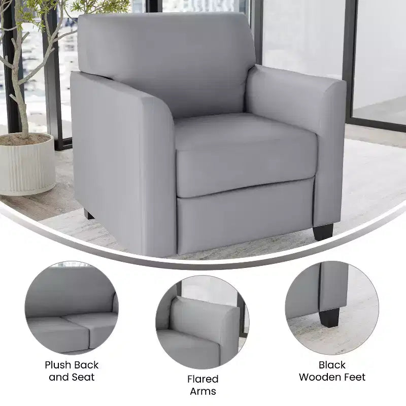 Fauteuil en cuir Emma et Oliver avec cadre surpiqué aux lignes épurées