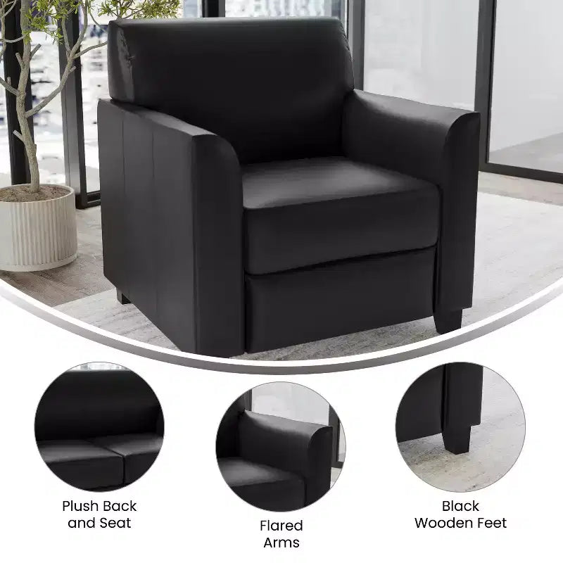 Fauteuil en cuir Emma et Oliver avec cadre surpiqué aux lignes épurées