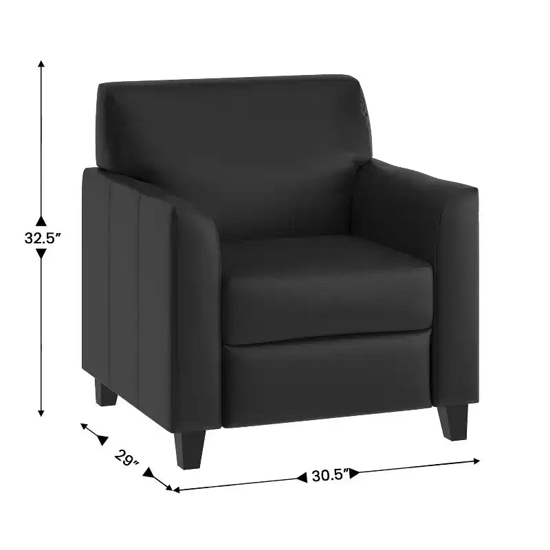 Fauteuil en cuir Emma et Oliver avec cadre surpiqué aux lignes épurées