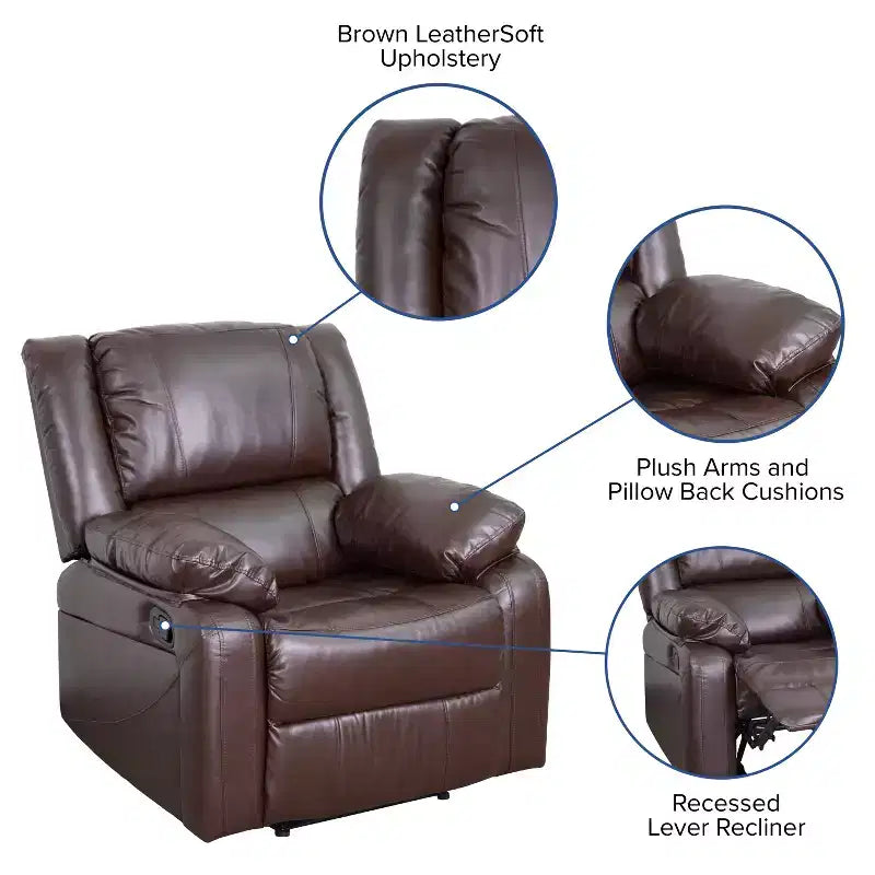 Fauteuil inclinable Emma et Oliver avec dossier rembourré et accoudoirs rembourrés